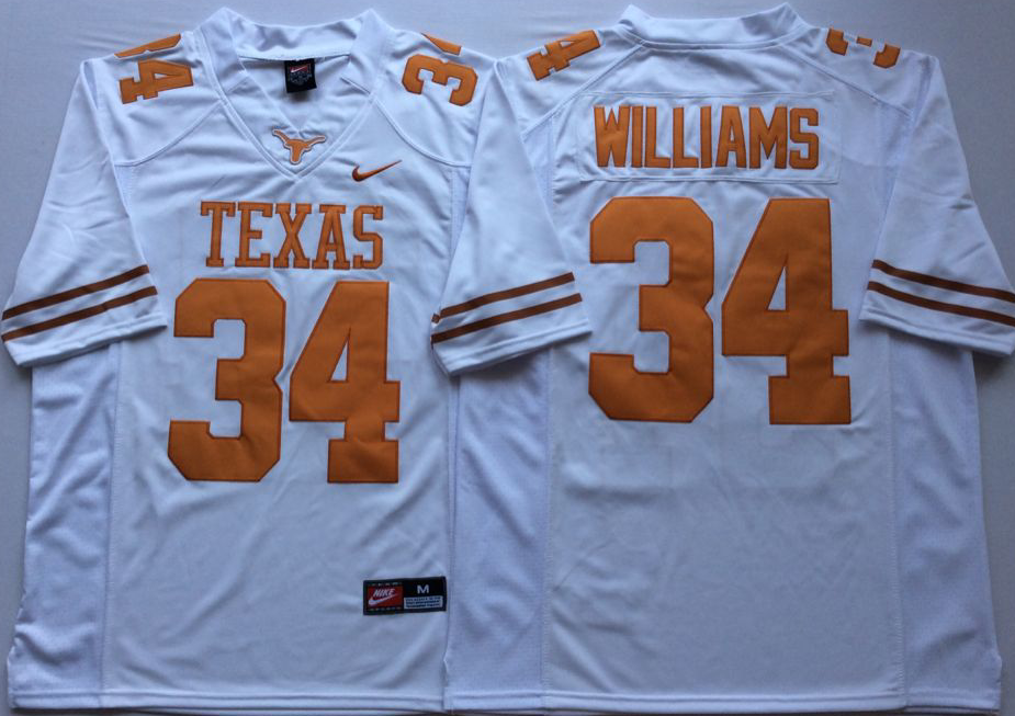 NCAA Men Texas Longhorns White 34 WILLIAMS